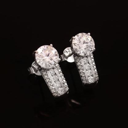Moissanite Stud Earrings -  Brilliant Round Gold Studs