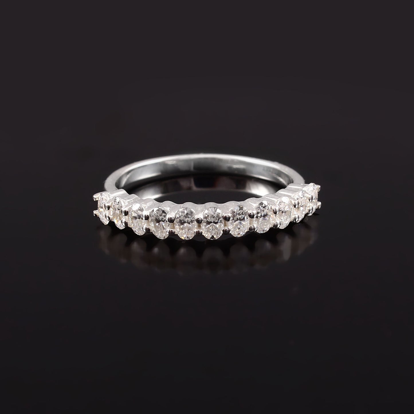 3X2 MM Half Eternity Diamond Band Ring, Lab Grown Diamond Ring, Handmade Designer Ring, Solid 10k/14k/18k Gold Ring For Valentine Gift