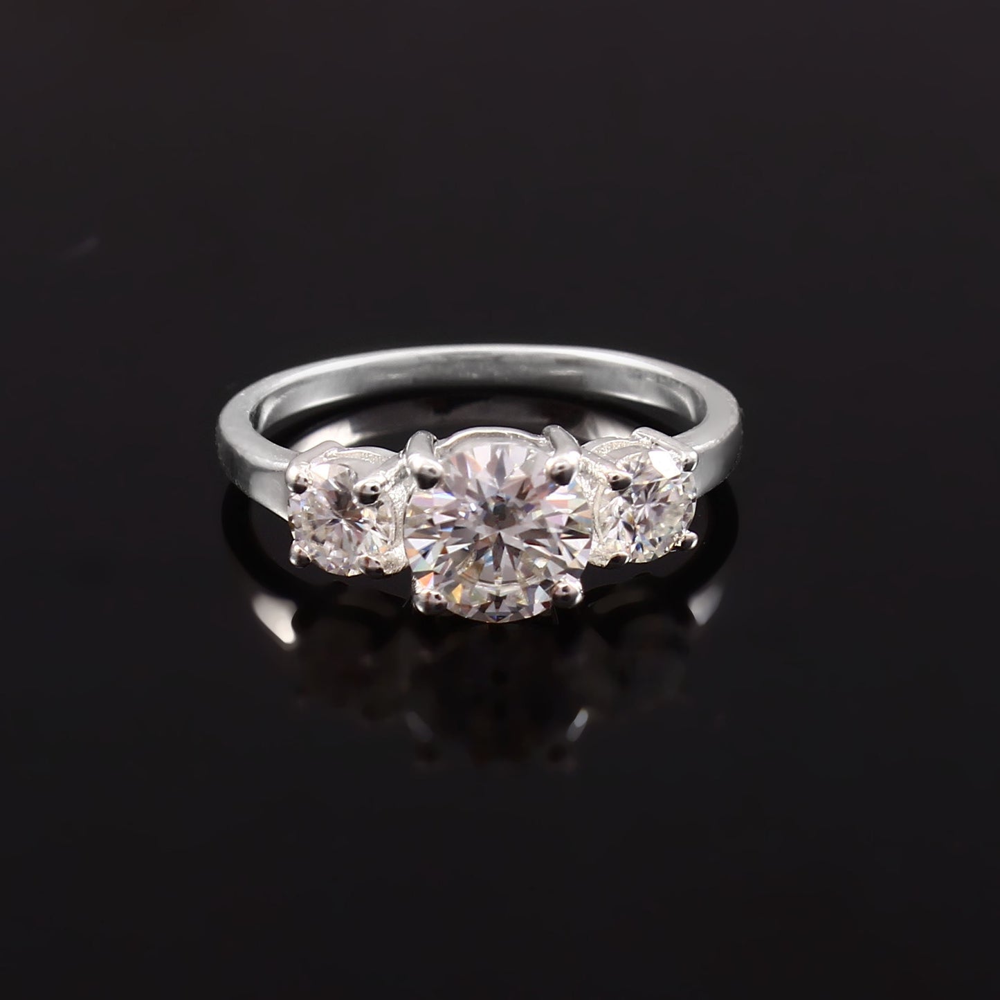 Three stone Lab Grown Diamond - Solid gold ring - 1 carat solitaire ring