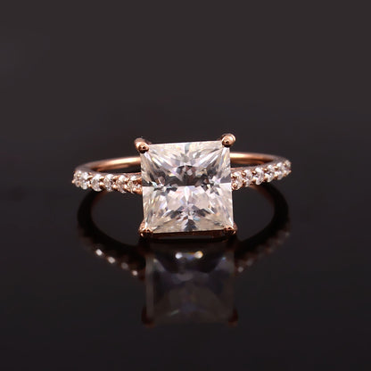 2 carat Princess Cut Moissanite Gold Ring