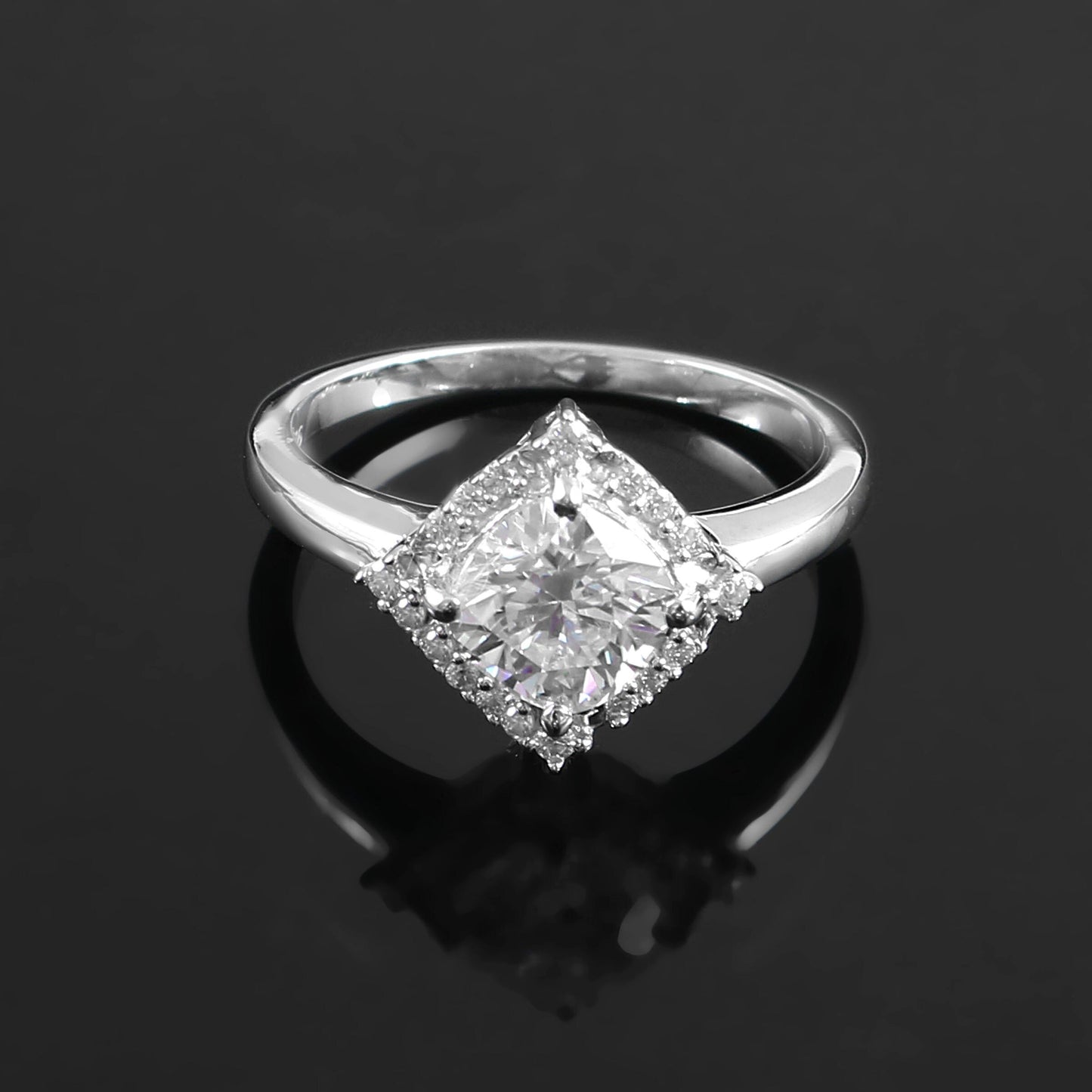 1 carat solitaire Dainty Lab Made Diamond Ring - Solid Gold