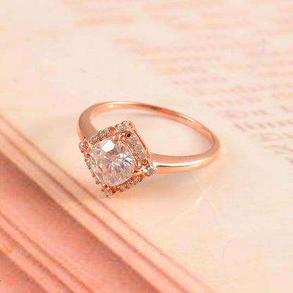 1 carat solitaire Dainty Lab Made Diamond Ring - Solid Gold