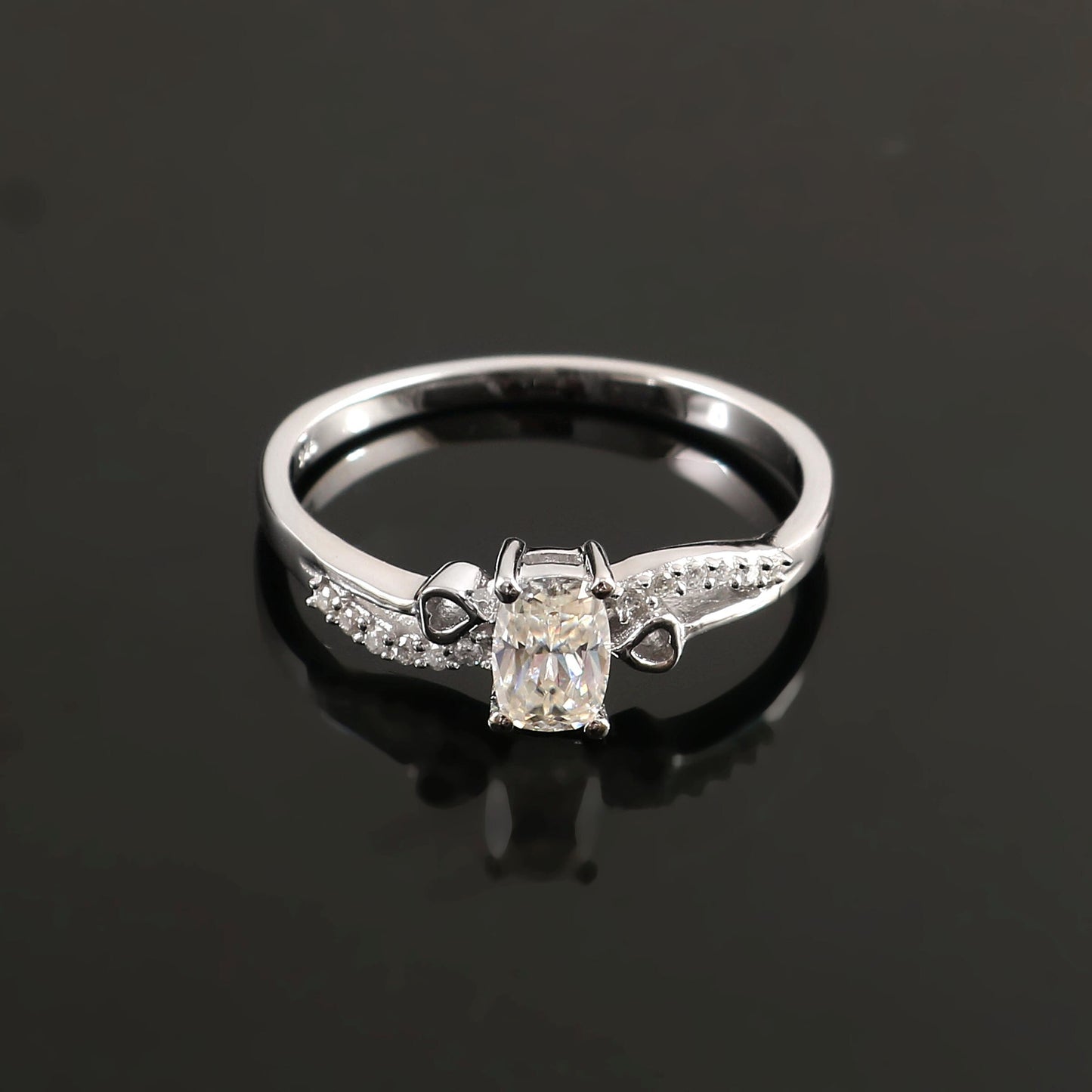 Elongated Cushion Lab diamond solitaire ring