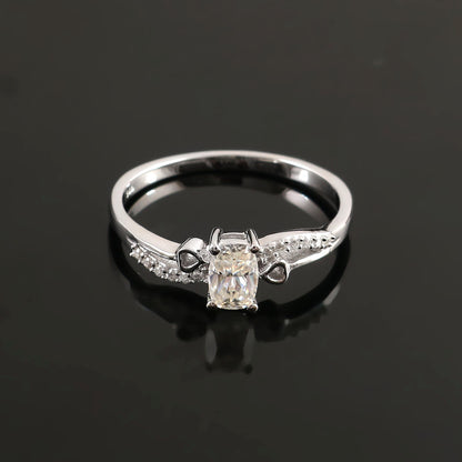 Elongated Cushion dainty moissanite gold ring