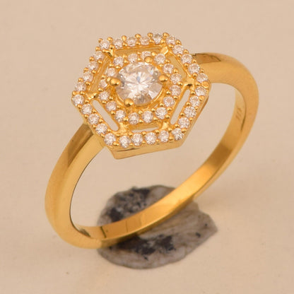 Dainty Moissanite gold ring for daily wear