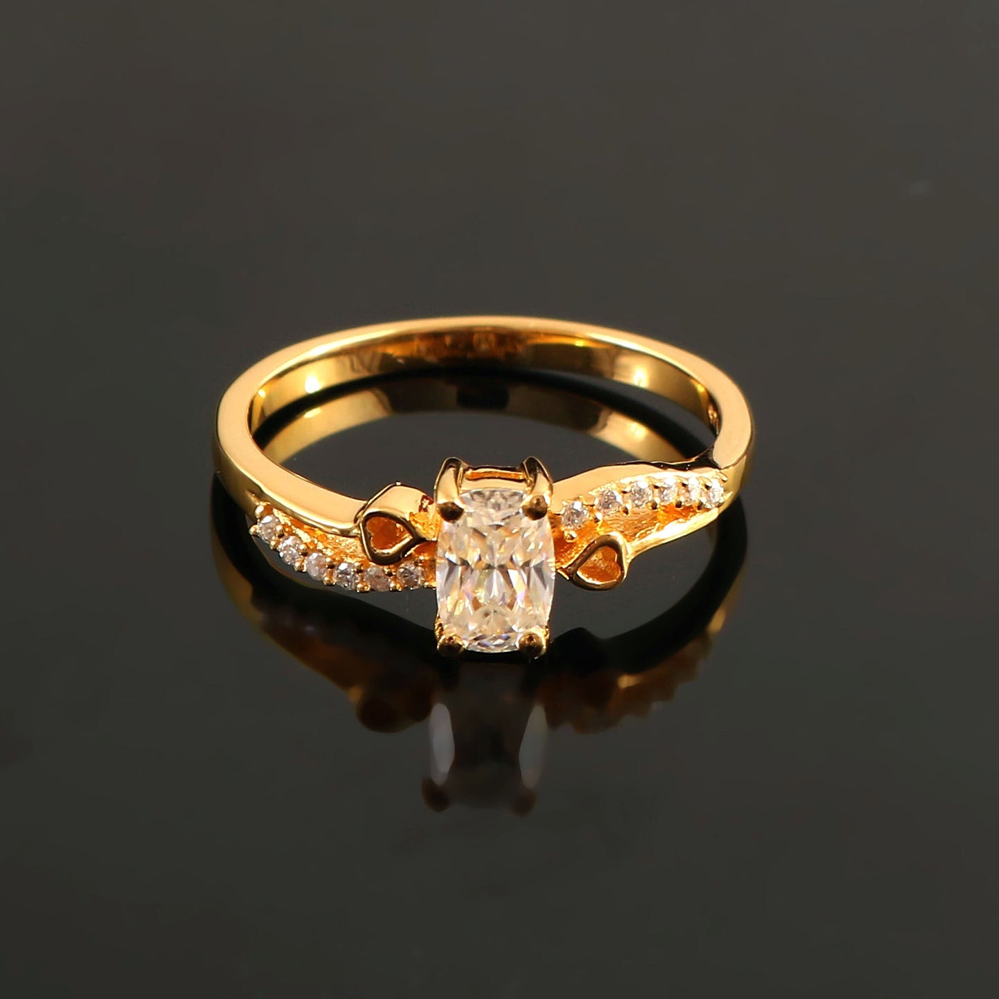 Elongated Cushion Lab diamond solitaire ring