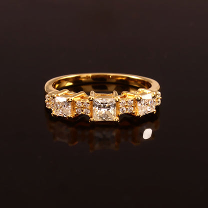 Pricess cut moissanite half eternity gold ring