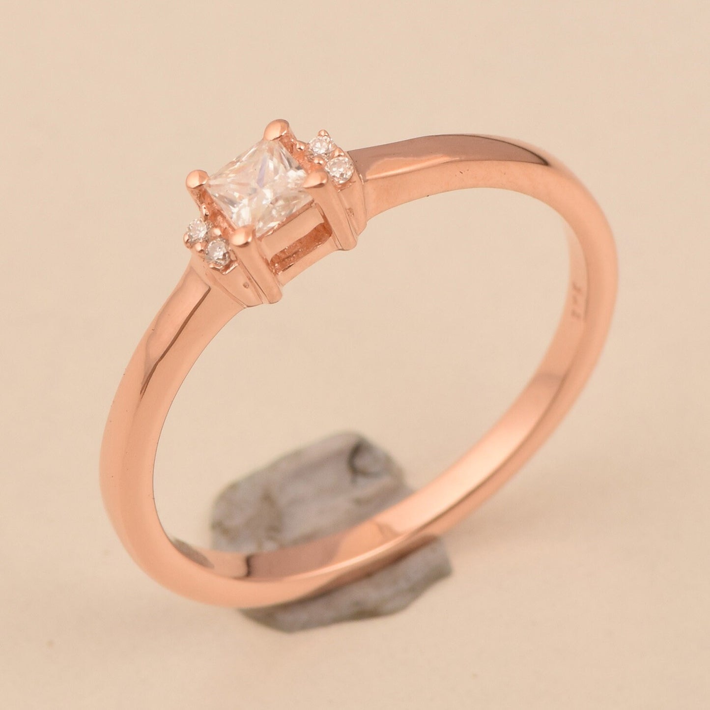Dainty Princess cut Lab Diamond ring