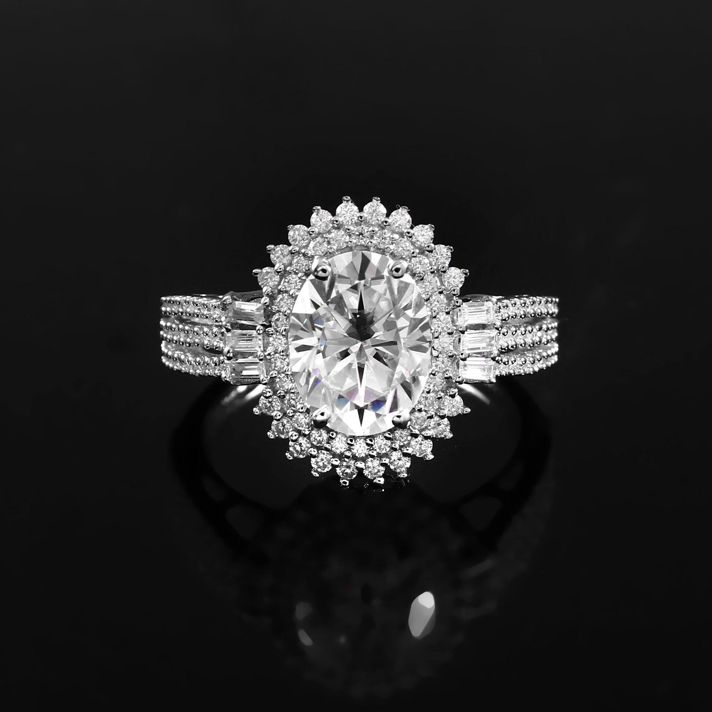 Oval Diamond ring with designer shank - Lab Diamond Solid Gold ring