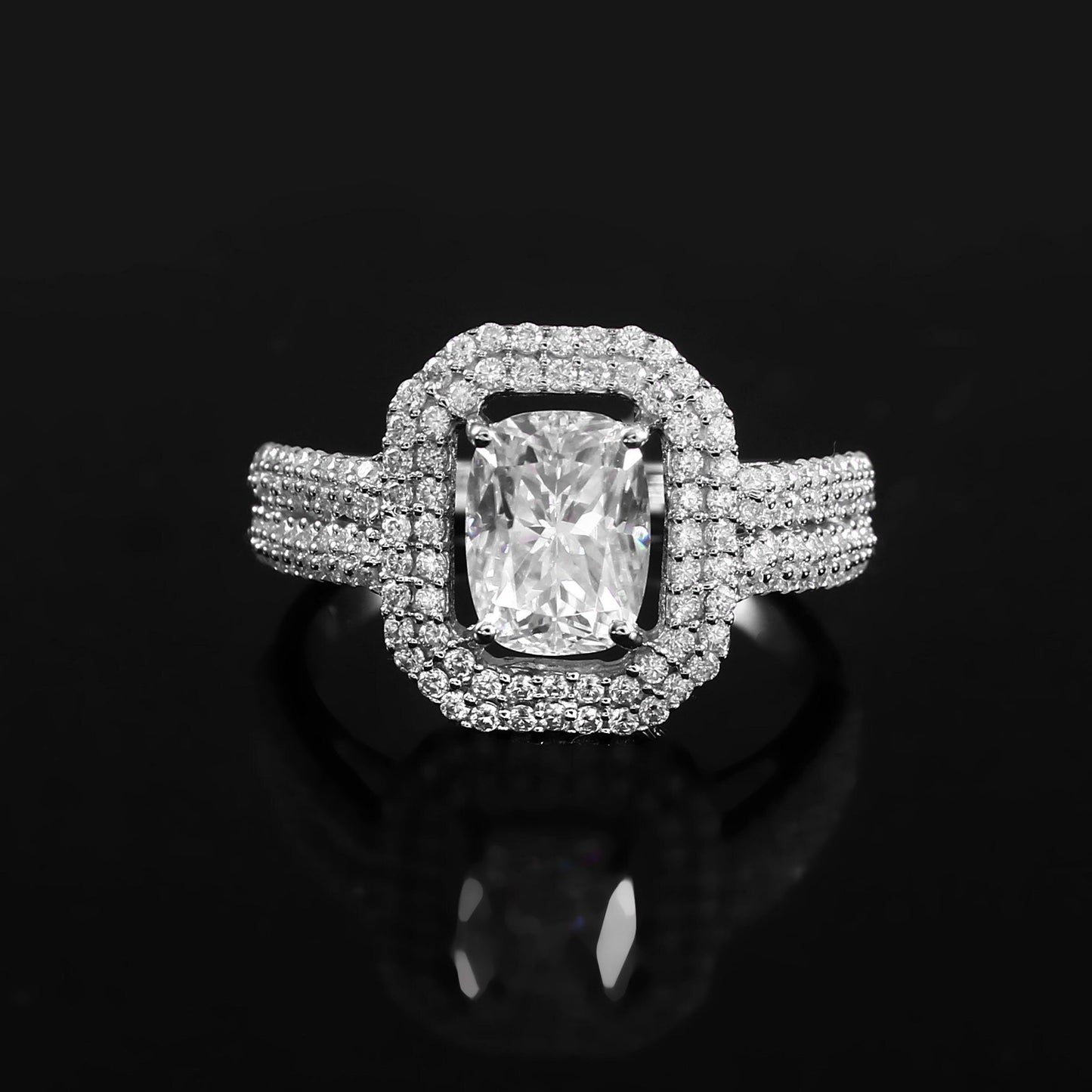 2.5 carat Elongated Cushion Lab Diamond Ring - Solid Gold ring