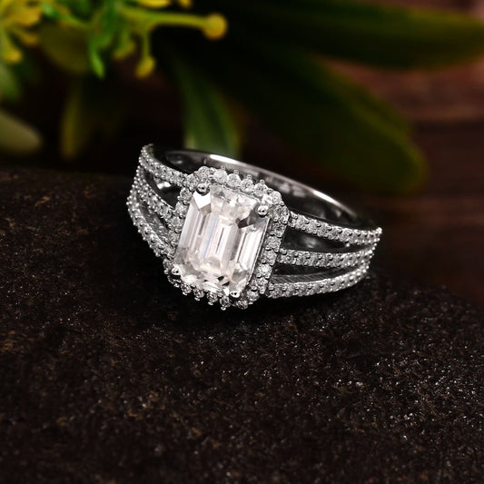 Emerald cut Lab Created Diamond Ring