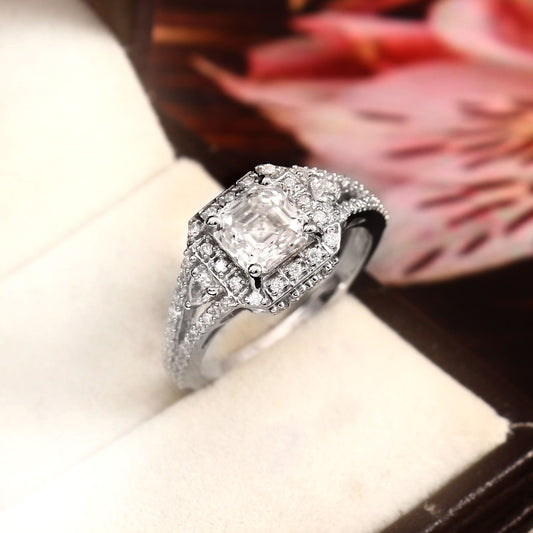 Asscher Cut Lab Diamond Ring - Solid Gold lab grown diamond ring