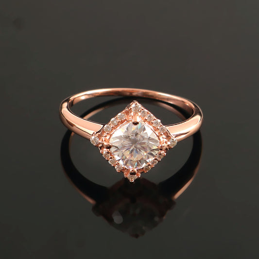 1 carat solitaire Dainty Lab Made Diamond Ring - Solid Gold