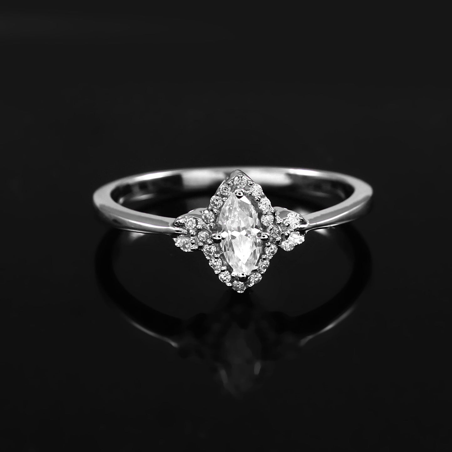 Marquise Moissanite solid gold ring