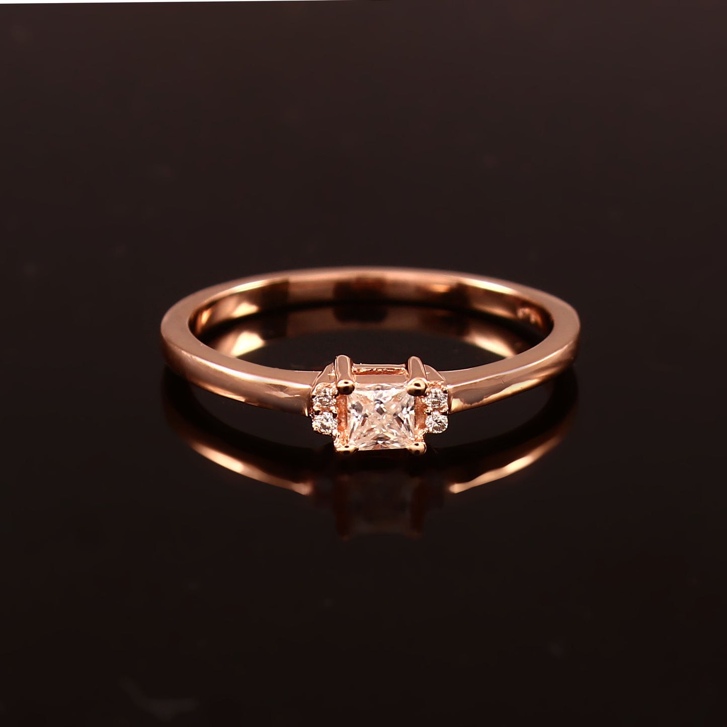 Dainty Princess cut Lab Diamond ring