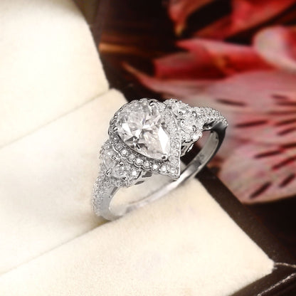 Pear Cut Solid Gold Ring - 1.25 carat moissanite gold ring