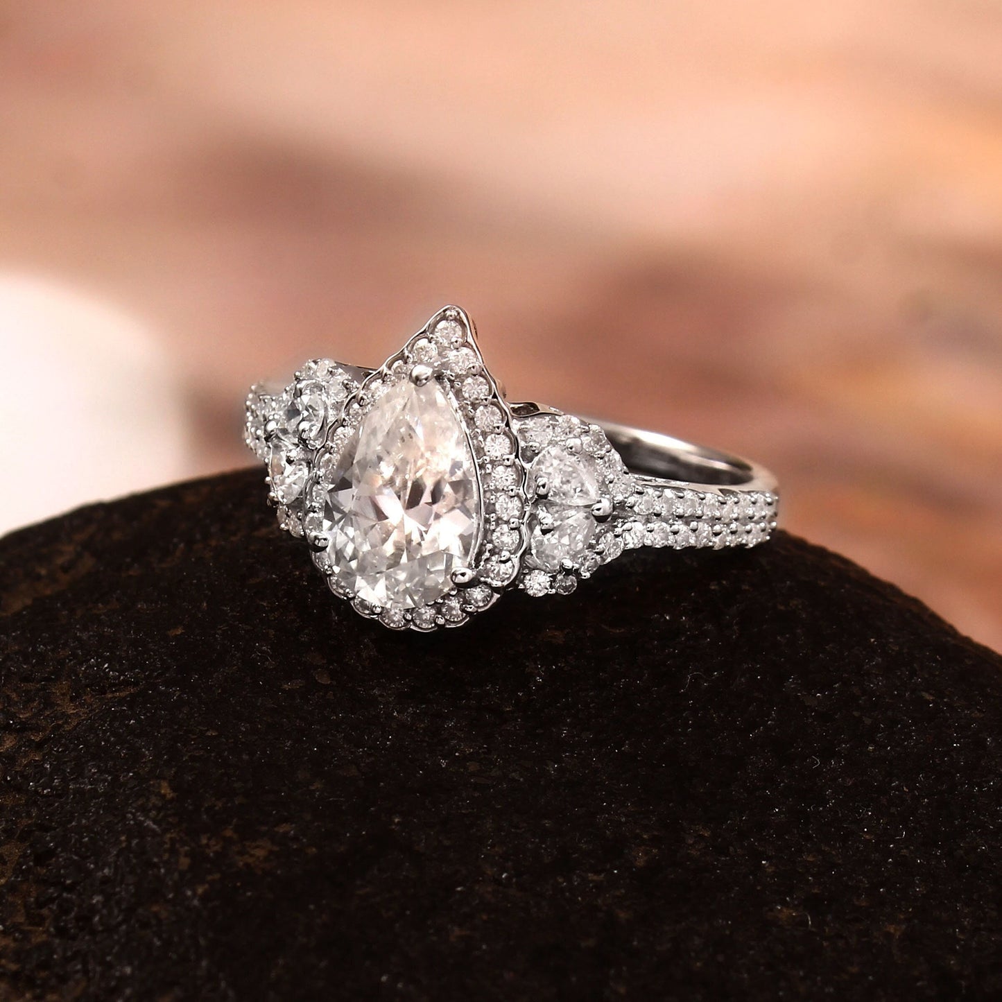 1 carat Pear Diamond Ring, Diamond Ring For Girlfriend,  CVD Diamond Ring, Lab Created Ring,  Lab Grown Diamond Ring, Gift for her