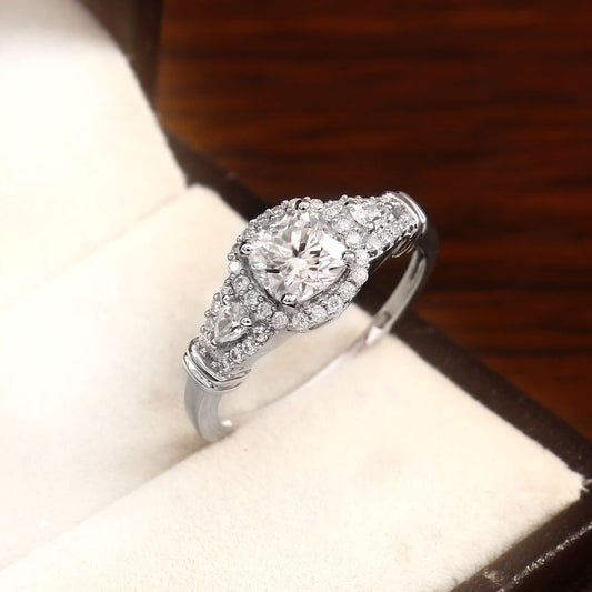 Engagement Cushion Lab Diamond Ring - Solid 10k-14k-18k Gold Ring