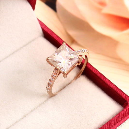 Lab Diamond Princess Cut Ring - 10k/14k/18k Solid Gold Ring